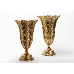 Set de 2 vases dorés en métal