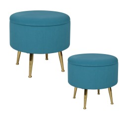Set de 2 poufs bleus canard...