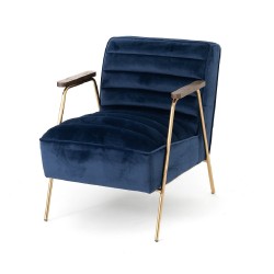 Fauteuil Hutch en velours bleu