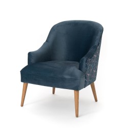 Fauteuil Mike en velours bleu