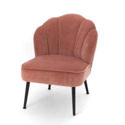 Fauteuil Flore rose en velours