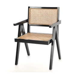 Chaise cinéma noir cannage