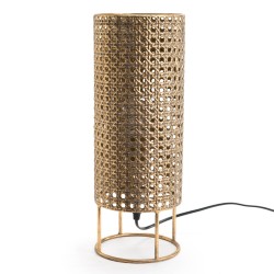 Lampe table rotin métal   -...