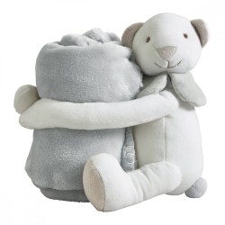 Plaid Peluche Ourson Gris