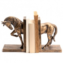 Serre livres cheval doré
