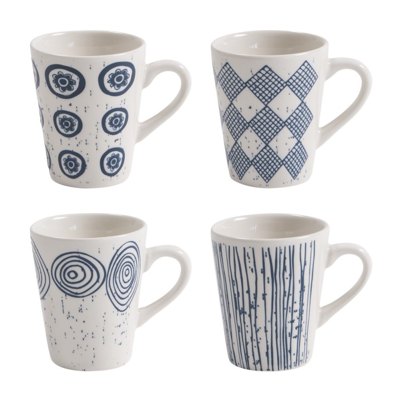 Coffret De 4 Tasses Palawan En Porcelaine – 14 Cl, Hauteur 7 Cm, Blanc – Marque Table Passion