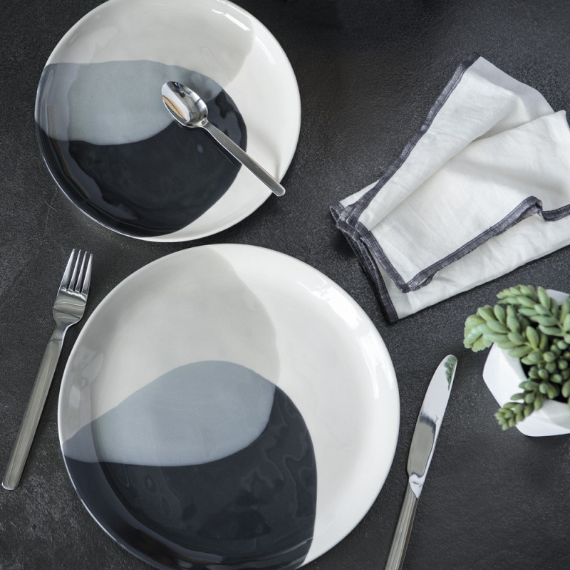 Lot de 6 assiettes arty noir