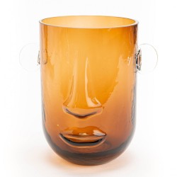 Vase visage marron 