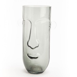 Vase visage gris hauteur 28 cm