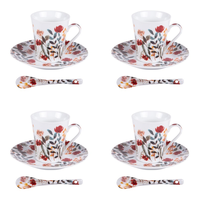 Coffret 4 tasses avec cuillères 16 cl flor