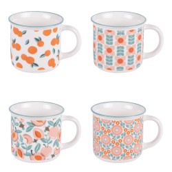 Coffret 4 tasses avec cuillères 16 cl flor