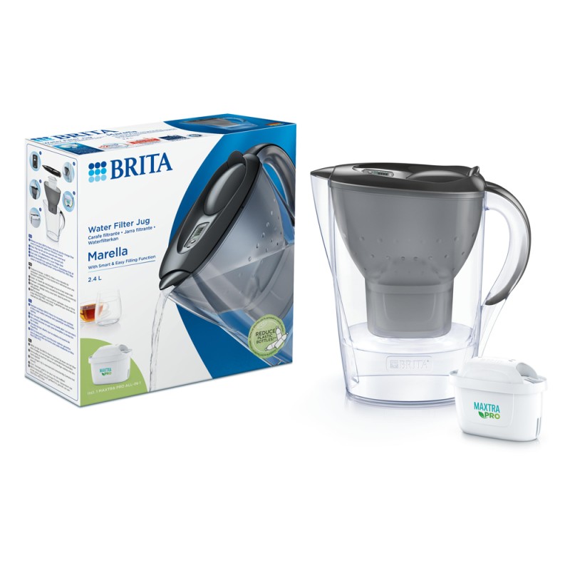 BRITA Carafe en verre bleue (2,5L) + 1 cartouche filtrante MAXTRA PRO  All-in-1 - Nouveau MAXTRA +, Plus - réduit le chlore, certains pesticides,  herbicides, résidus médicamenteux et le tartre : : Cuisine et  Maison