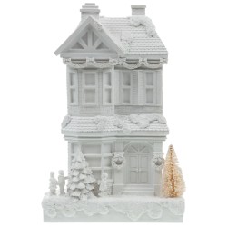 Maison de Noël blanche 34 cm