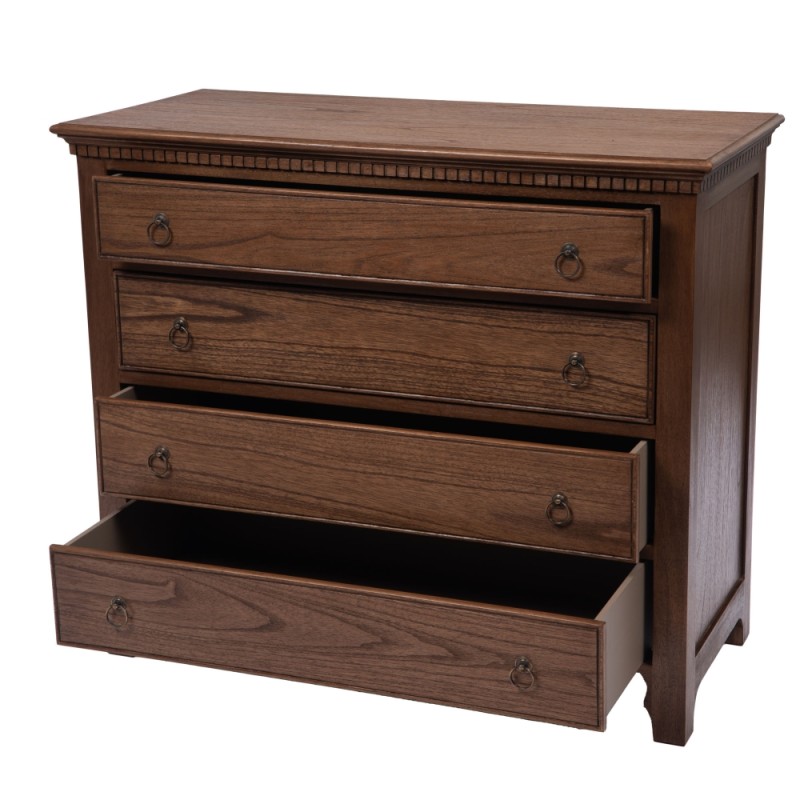 CHARLIE - Commode bois marron et noire 3 tiroirs pin pieds métal