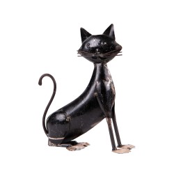 Chat métal indus noir 26x19 cm