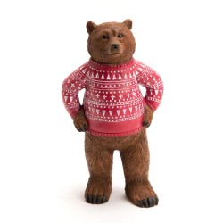 Ours pull Jacquard rouge