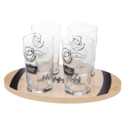 Planche 4 verres à bière Rugby