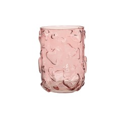Vase rose verre Cœur H20 cm