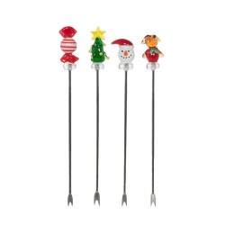 Coffret 4 piques métal Noël