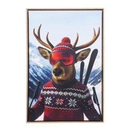 Toile cerf au ski 60x90 cm