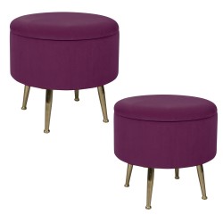 Set de 2 poufs framboise...