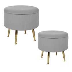 Set de 2 poufs gris sur...