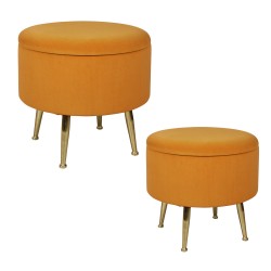 Set de 2 poufs orange sur...