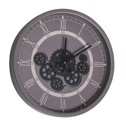 Horloge gear 46 cm fond gris